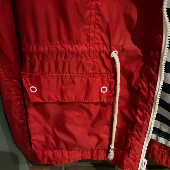 Splendid Red Rain Jacket W/ Striped Interior Size L - Picture 4 of 5